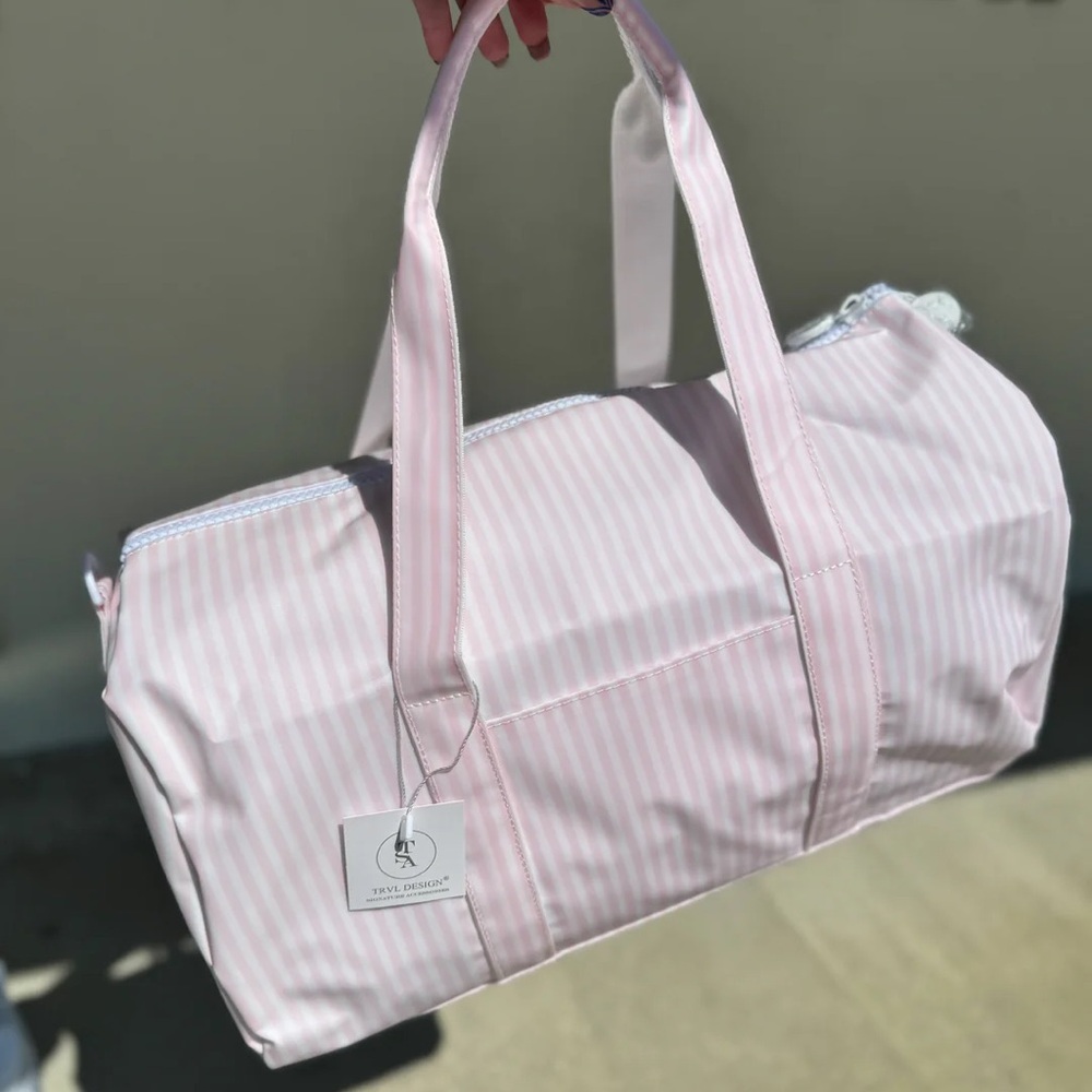 TRVL Design Pimlico Stripe Pink Weekender Duffle Bag